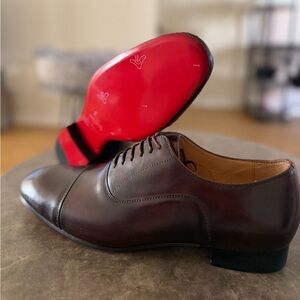 Christian Louboutin Brown Leather Oxfords with Red Sole